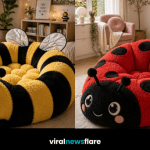 Collection of colourful insect-shaped chairs inspired by spiders, butterflies, bumblebees and ladybirds for playful home interiors.