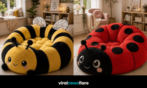 Collection of colourful insect-shaped chairs inspired by spiders, butterflies, bumblebees and ladybirds for playful home interiors.