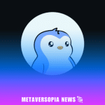 Metaversopia News graphic featuring a blue cartoon penguin against a vibrant blue and purple gradient background, representing the latest Web3, cryptocurrency, NFT and blockchain news.